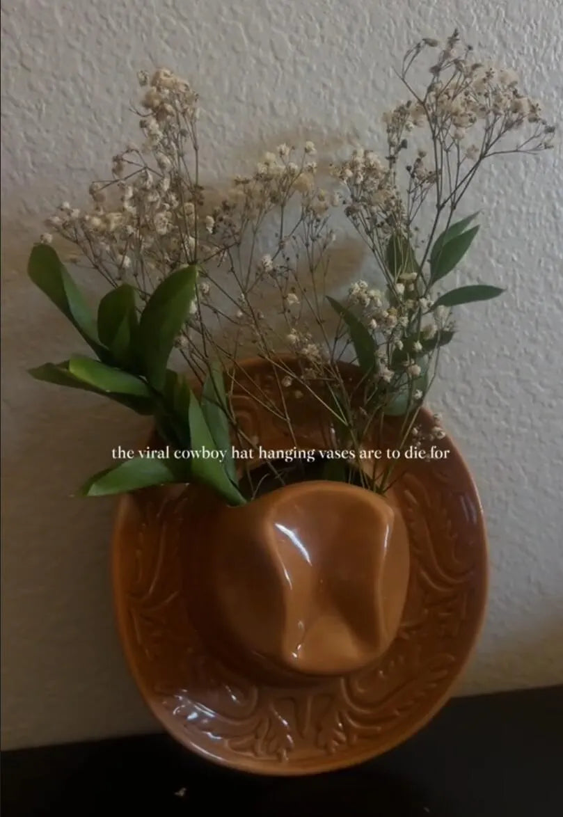 🔥Last Day 49% OFF - 🤠Handmade Ceramic Cowgirl Hat Vase🌵