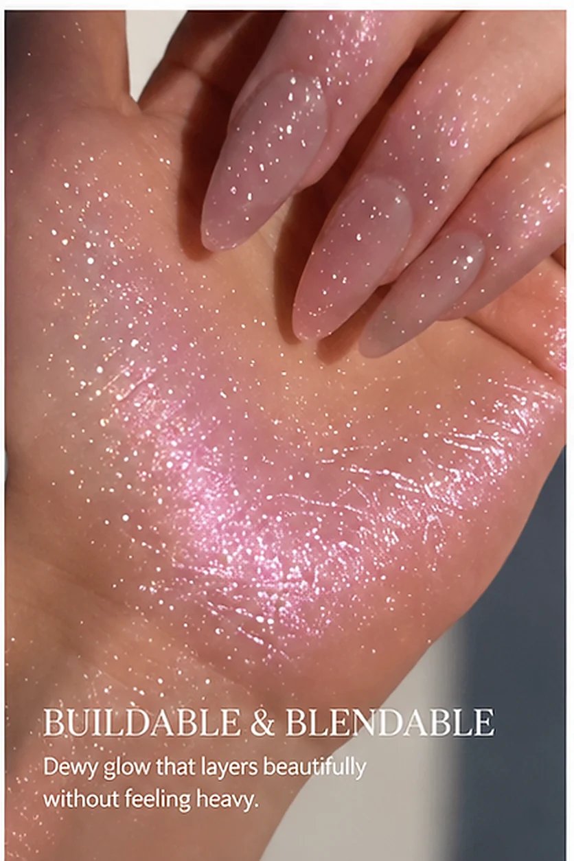 🎉 3-Shade Shimmer Highlighter with Puff | Face & Body Glow