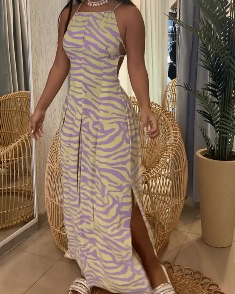 Printed Backless Dress (Hot-Sale)