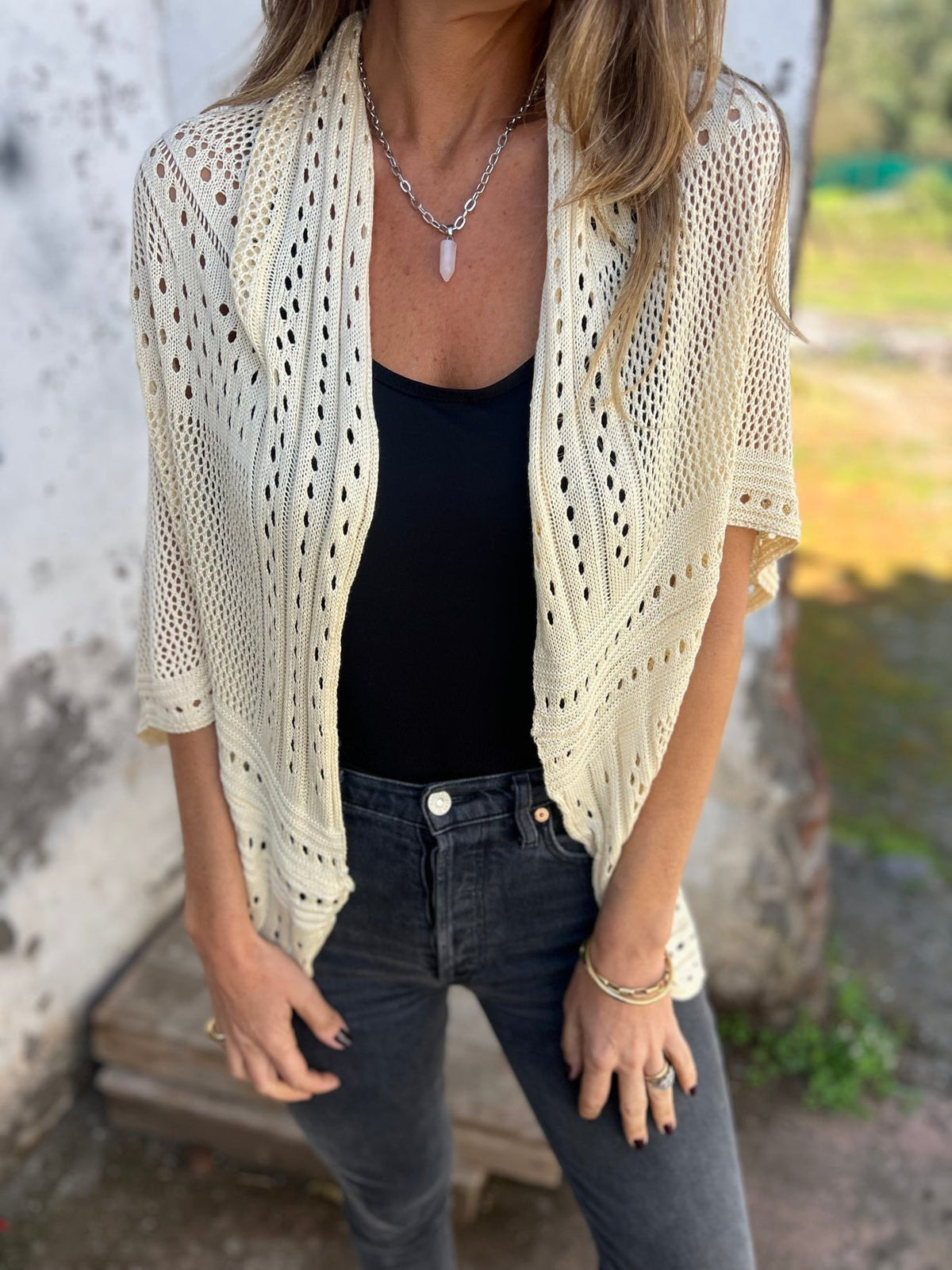 Hollow Half Sleeve Cardigan (Buy 2 Free Shipping)