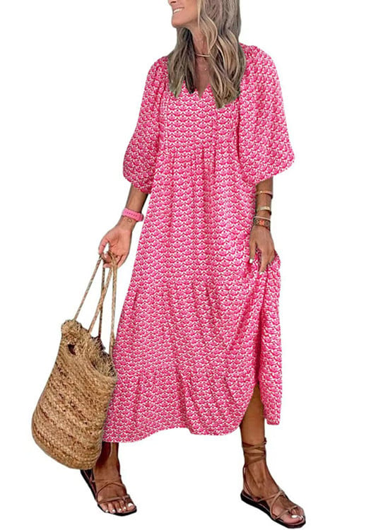 WOMEN'S PUFF SLEEVE FLORAL BOHO MAXI DRESS (BUY 2 FREE SHIPPING)