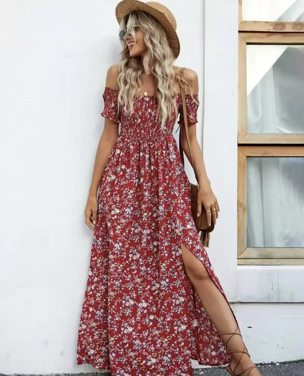 Women's Elegant Floral Off-Shoulder Dress