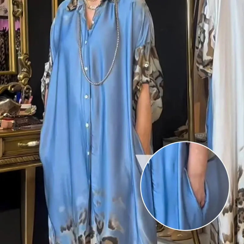 Vintage Leopard Print High-Waisted Maxi Dress with Long Sleeves