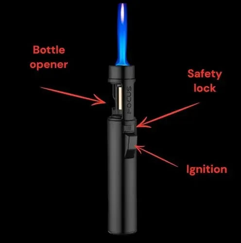 🎉Portable Torch Lighter-🔥 1300°C of Pure Power – Windproof, Refillable & Ready for Anything! 💨🍳🏕️