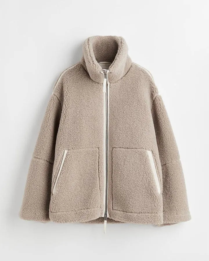 Women's Thick and Warm Loose-Fit Jacket with Double Zipper
