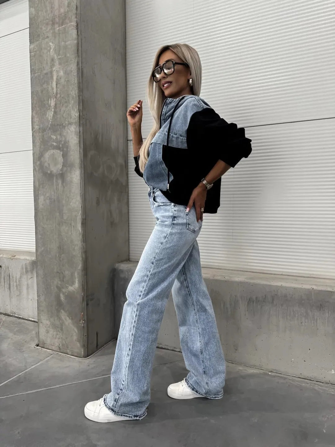 Women's Hooded Denim Patchwork Sweatshirt🍂Buy 2 Free Shipping