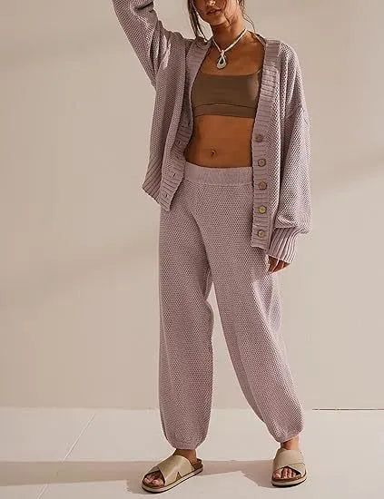 Soft Ribbed Knit Cardigan Set (FREE SHIPPING)