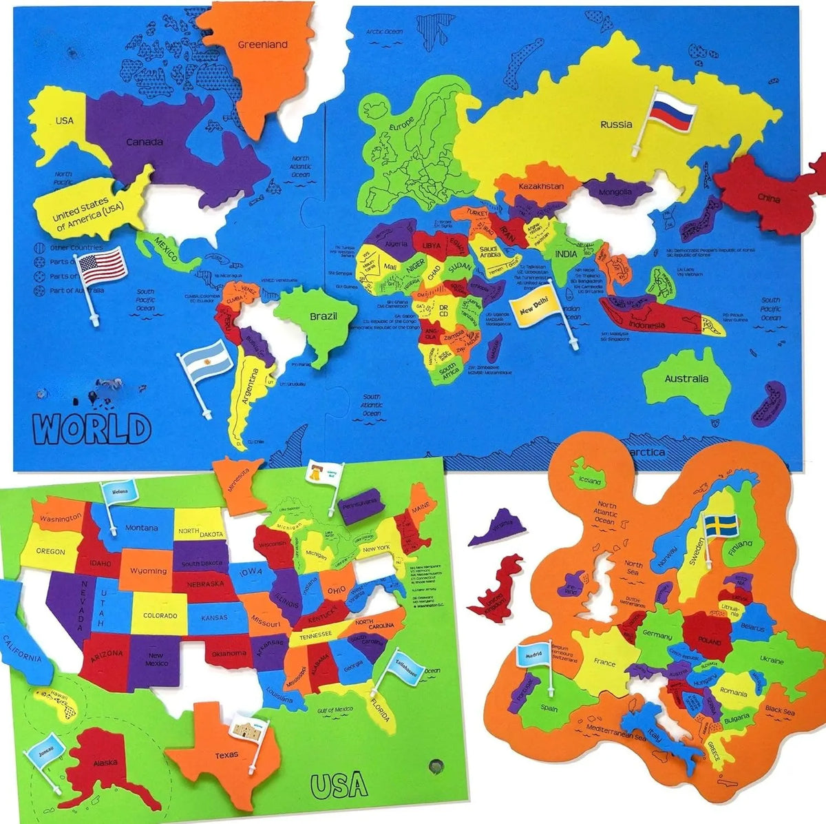 🔥HOT SALE🔥49% OFF - 🌍 World Map & USA Map Puzzle Set
