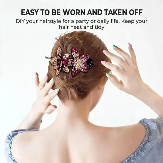 BUY 2 GET 1 FREE🎁Rhinestone Double Flower Hair Clip