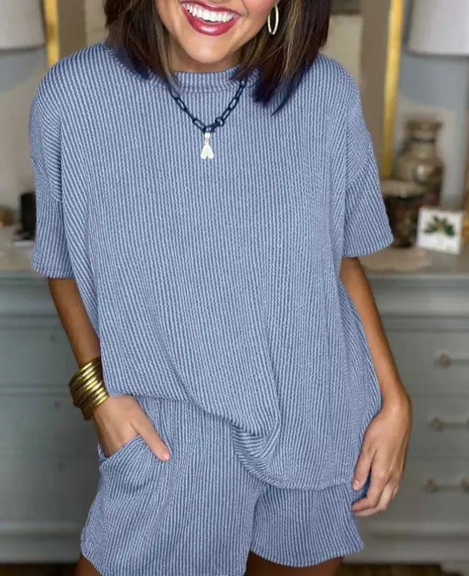 Women's Ribbed Top and Shorts Set (Buy 2 Free Shipping)