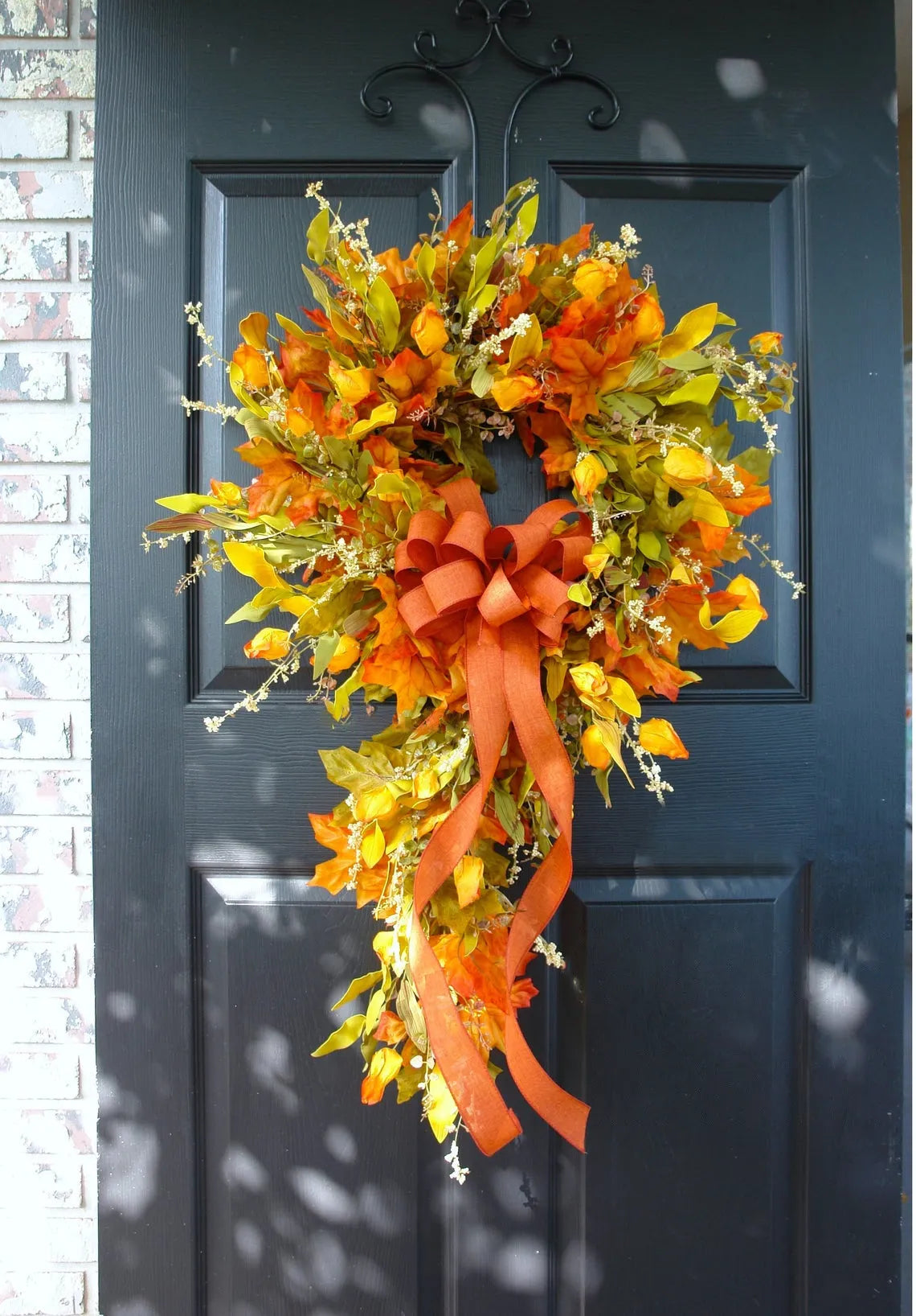 French Berries orange brown swag wreath