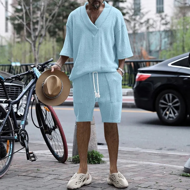 Casual Cable Knit T-shirt Set