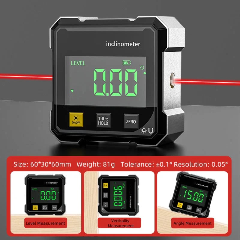 🔥HOT SALE🔥4-Side Magnetic Digital Angle Gauge with Laser