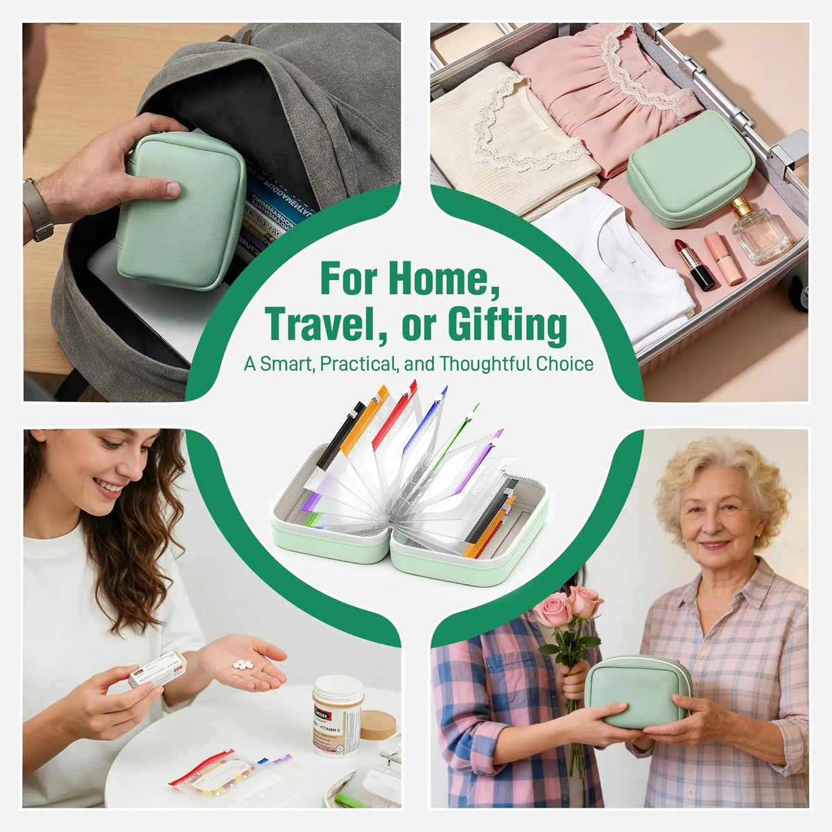 🏆Flash Sale⚡Waterproof Pill Organizer Pouch Set – 14 Removable, Color-Coded Bags, Easy to Label & Refill🔥