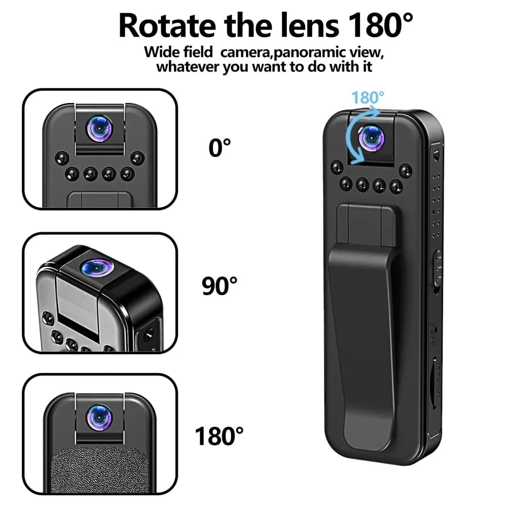 HD 1080P Rechargeable Mini Body Camera(Night Vison+Rotating Lens)