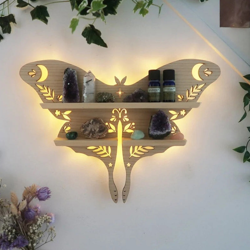 Luna Moth Lamp Crystal Shelf