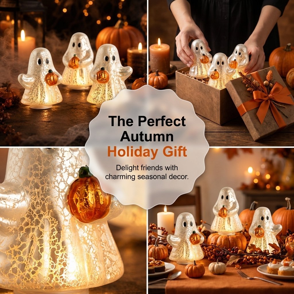 🔥HOT SALE🔥⚡Light-Up Mercury Glass Ghost Figurines