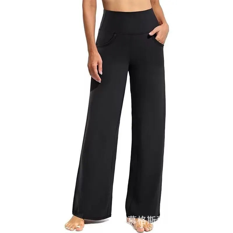 Woman's Stretch Wide Leg Pants Yoga Pants with Pockets