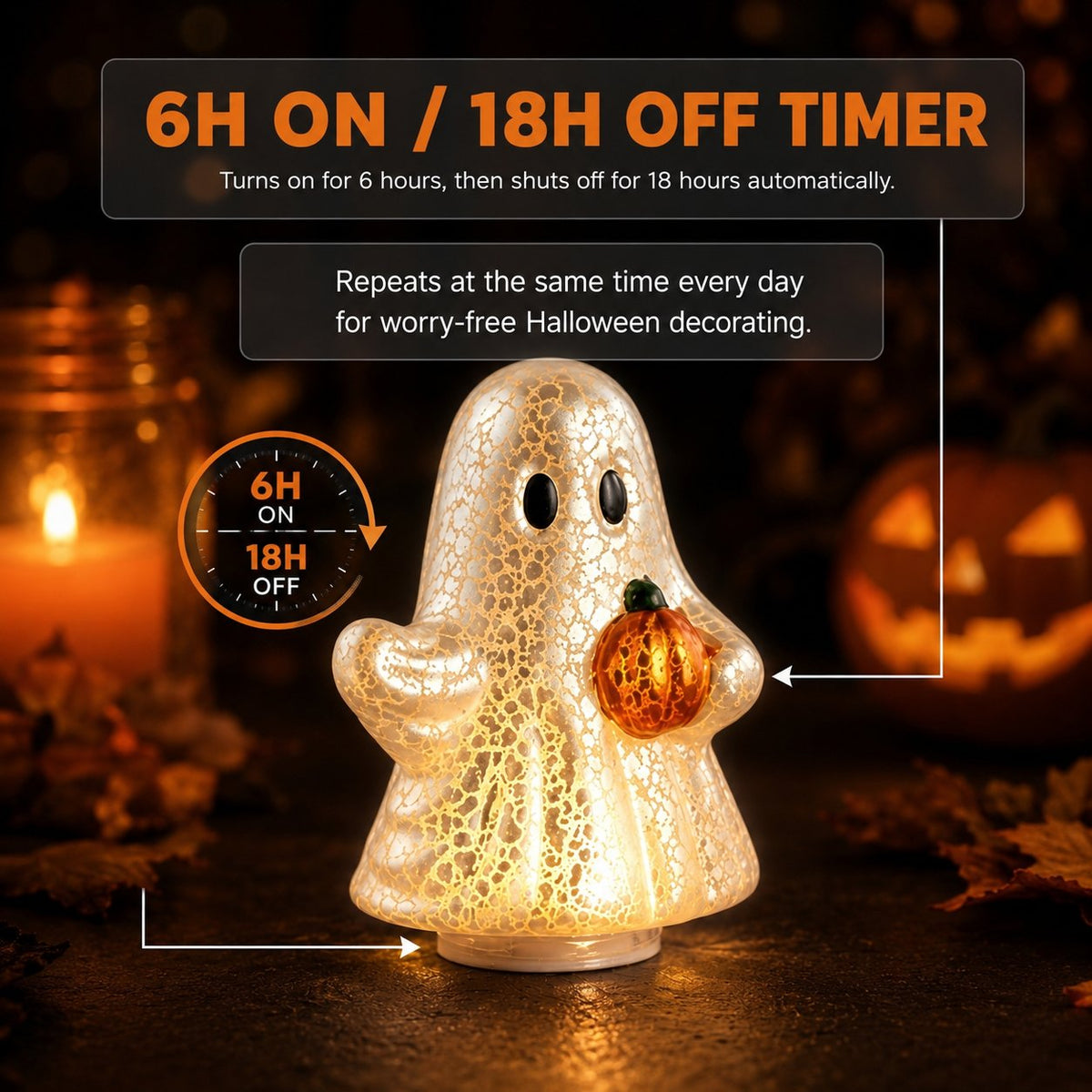 🔥HOT SALE🔥⚡Light-Up Mercury Glass Ghost Figurines