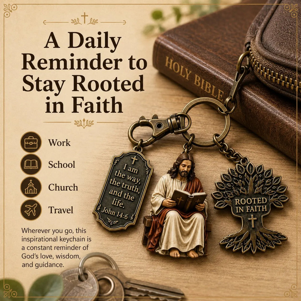 🔥LAST DAY 50% OFF - ✝Jesus Reading Keychain