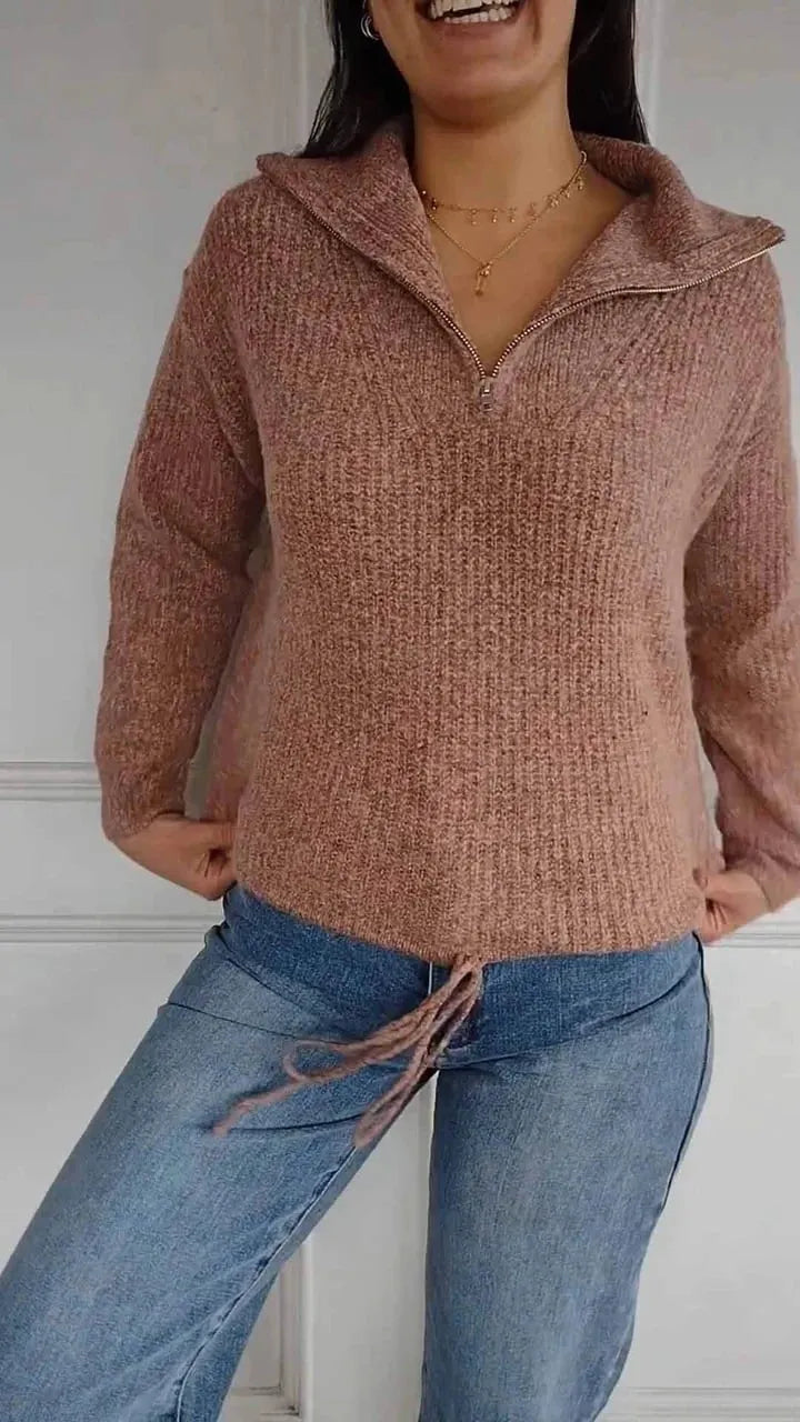 Solid Color Base Stand Collar Sweater