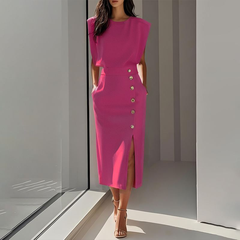 👗 50% OFF NOW! 💃 Slit Midi Skirt – Draped Fabric with a Slight Waist Tuck, Elegant & Versatile ✨