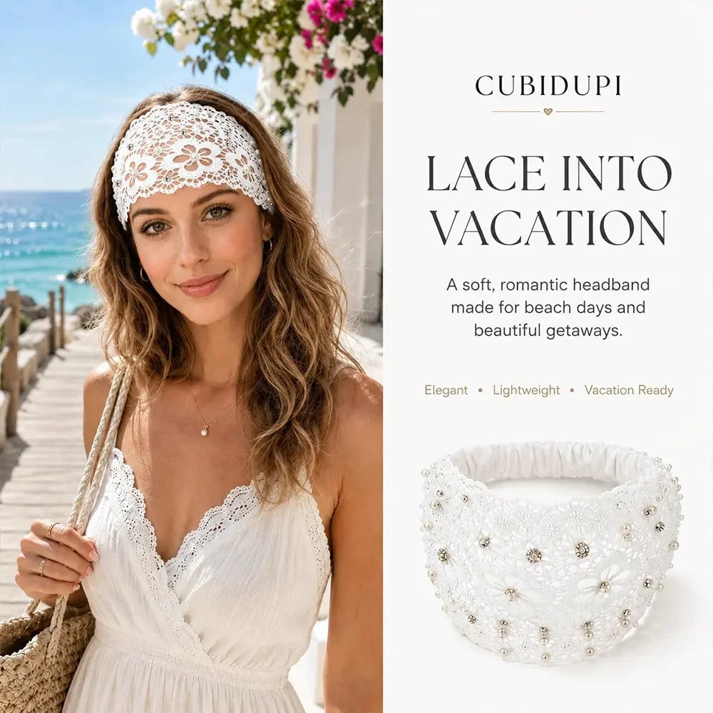 🔥 HOT SALE 🔥✨Plum Blossom Hollow Beaded Wide Headband