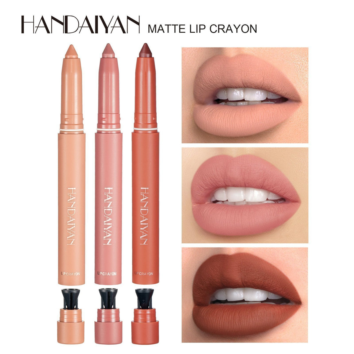 12 Color HANDAIYAN Rotating Sharpenable Matte Lipstick Pencils- Buy 2 Get 1 Free