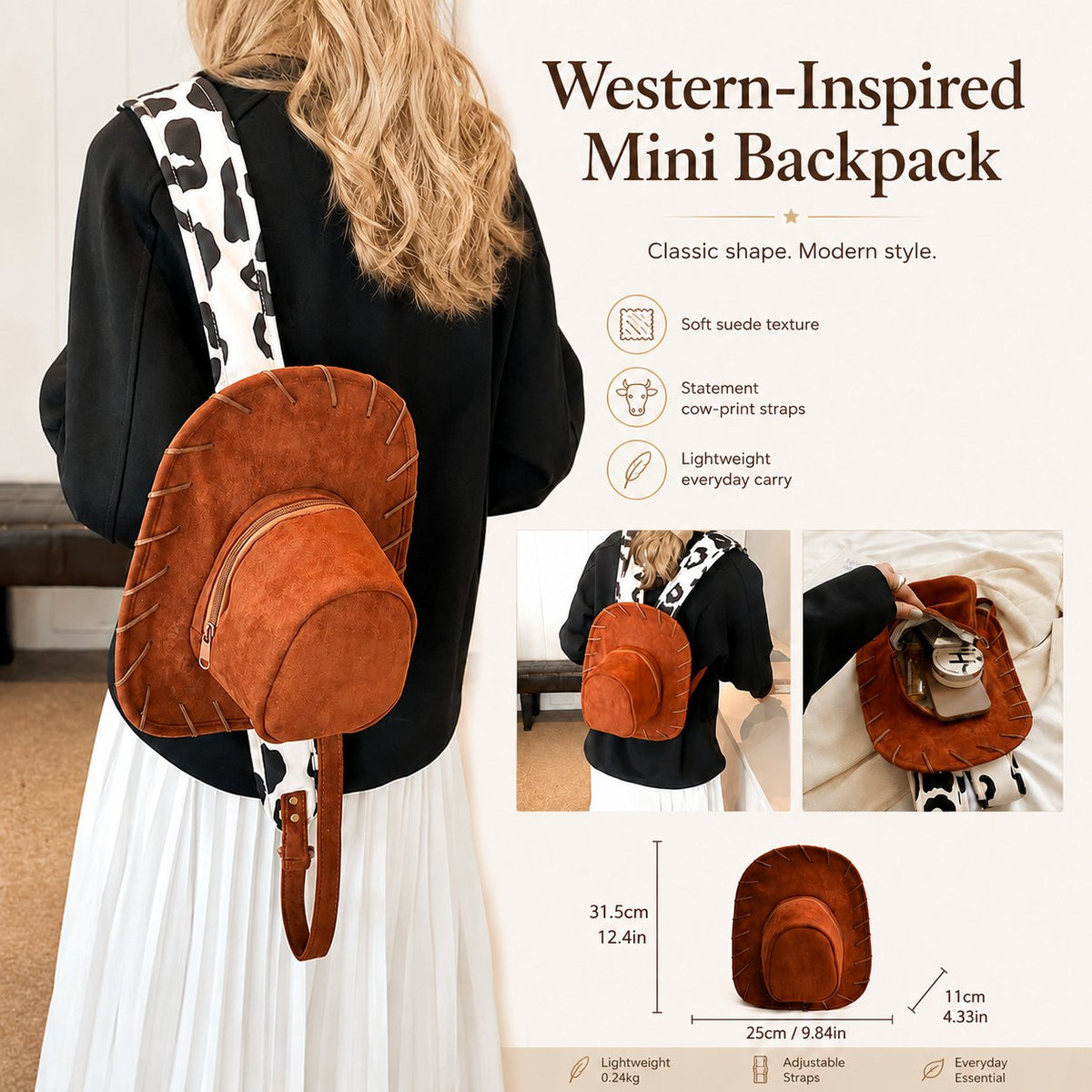 🔥 HOT SALE 🔥🤠 Cowboy Hat-Shaped Backpack — Carry Your Essentials in Western Style! 🎒