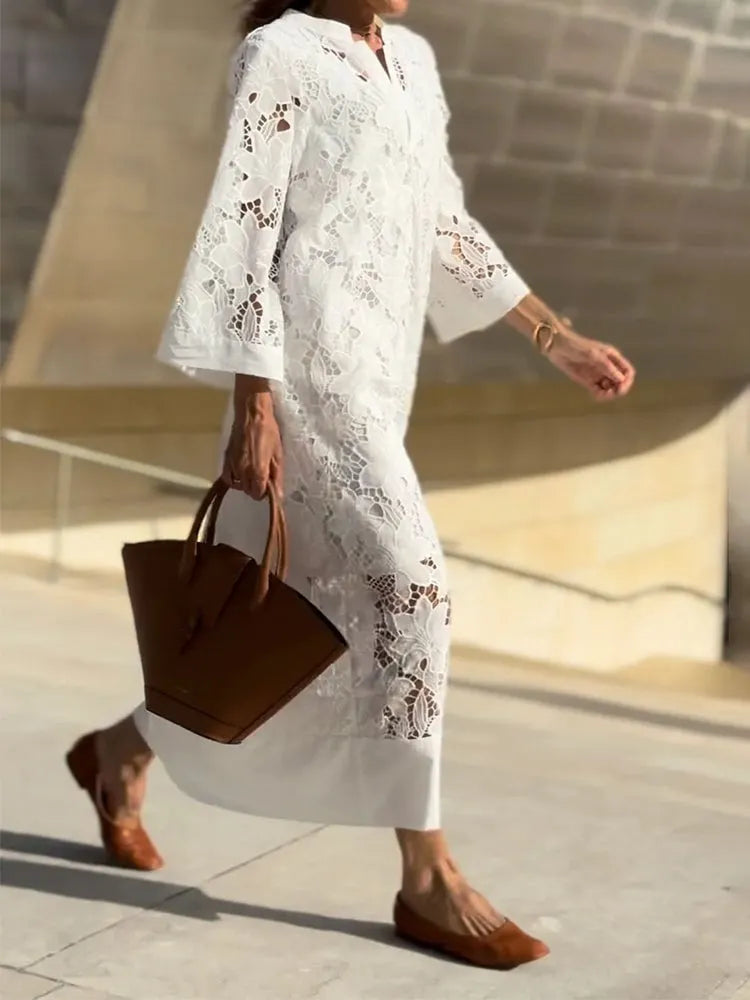 Women's Elegant Lace V Neck Dress