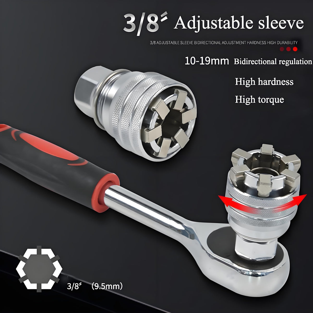🎉10-19mm Adjustable Universal Socket Wrench