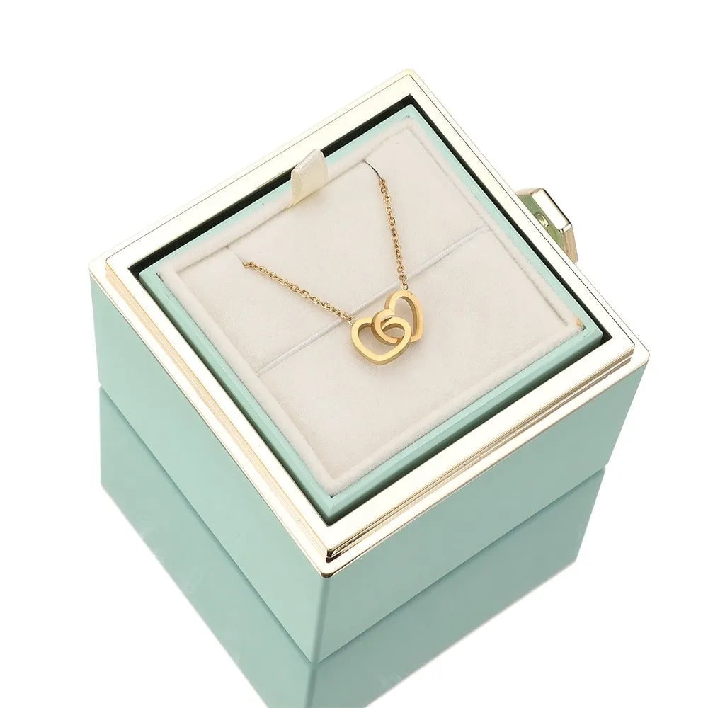 Eternal Rose Box - W/ Engraved Necklace & Simulated Rose.