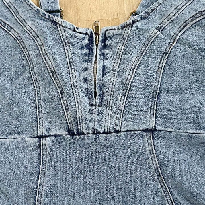 Adjustable Straps U Neck Slit Denim Dress🔥Buy 2 Free Shipping🔥
