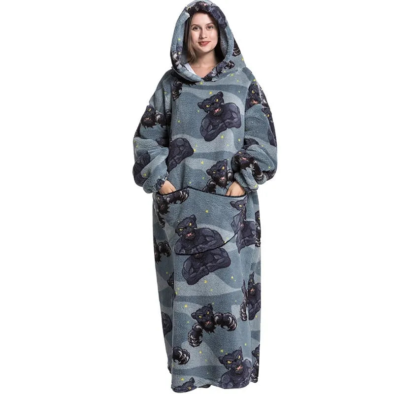 Cute Cartoon Print Hoodie Blanket