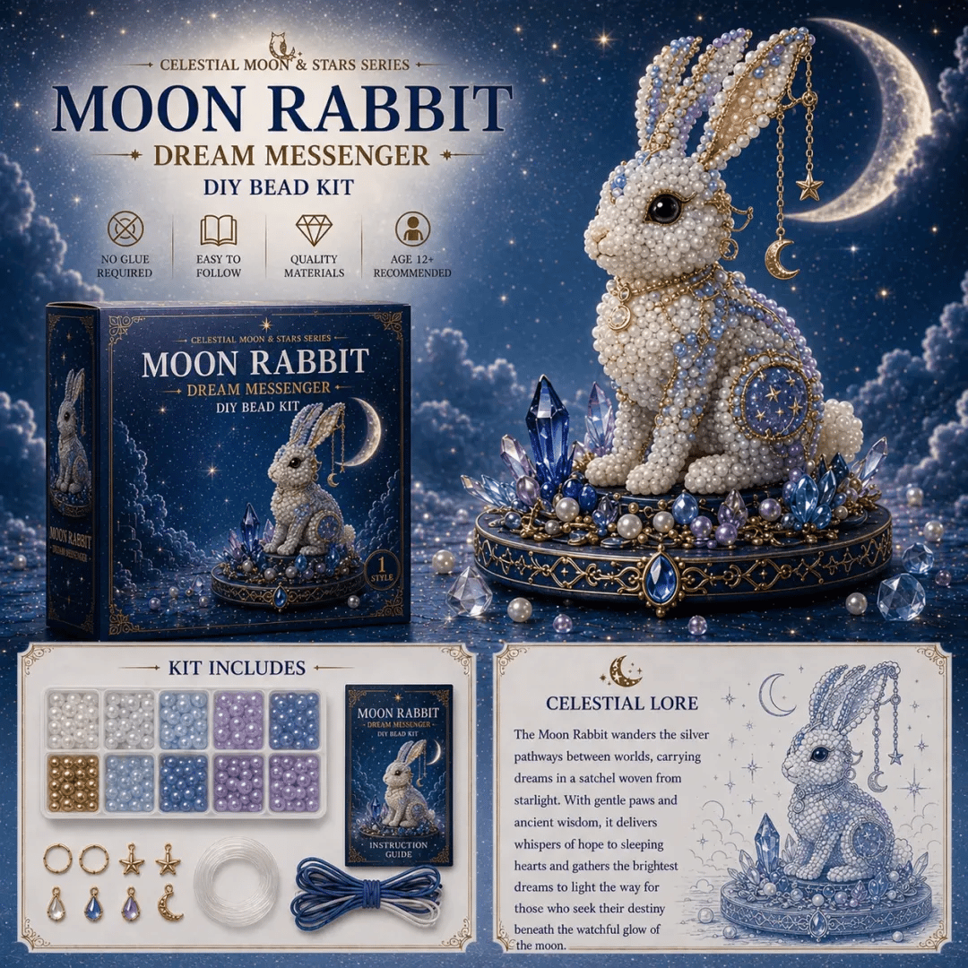 🎉🌙Moon Cat Luna Guardian DIY Bead Kit | Celestial Moon & Stars Series