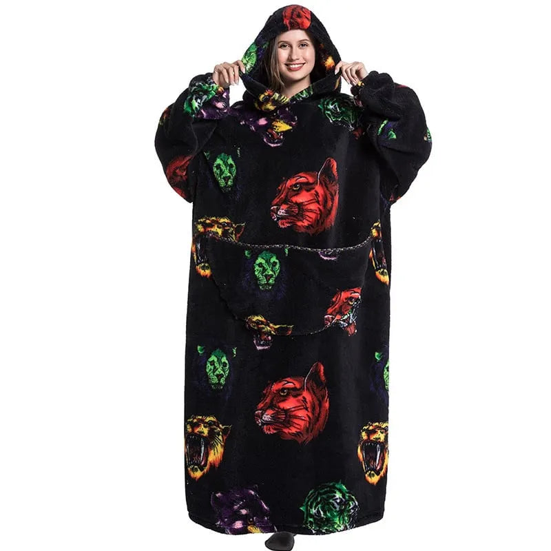 Cute Cartoon Print Hoodie Blanket