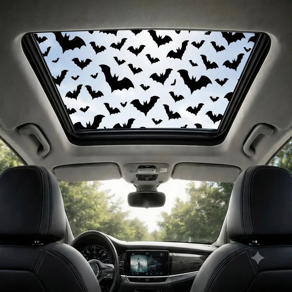🎉HOT SALE🔥🕸🦇 Halloween Sunroof Decal – Gothic Spiderweb & Bat Window Film
