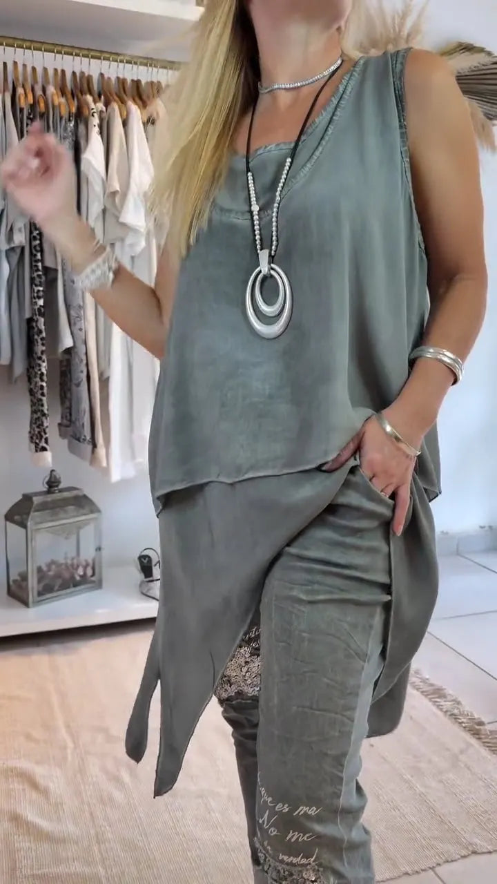 Women's Casual Crewneck Sleeveless Irregular Double Hem Top (Buy 2 Free Shipping)