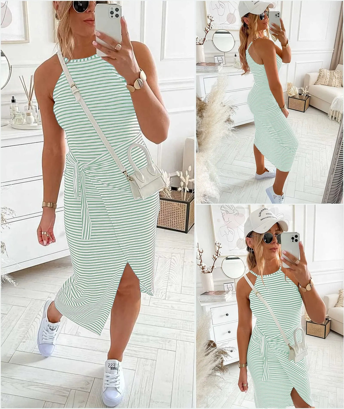 LAST DAY 49% OFF - Casual Sleeveless Striped Midi Dresses