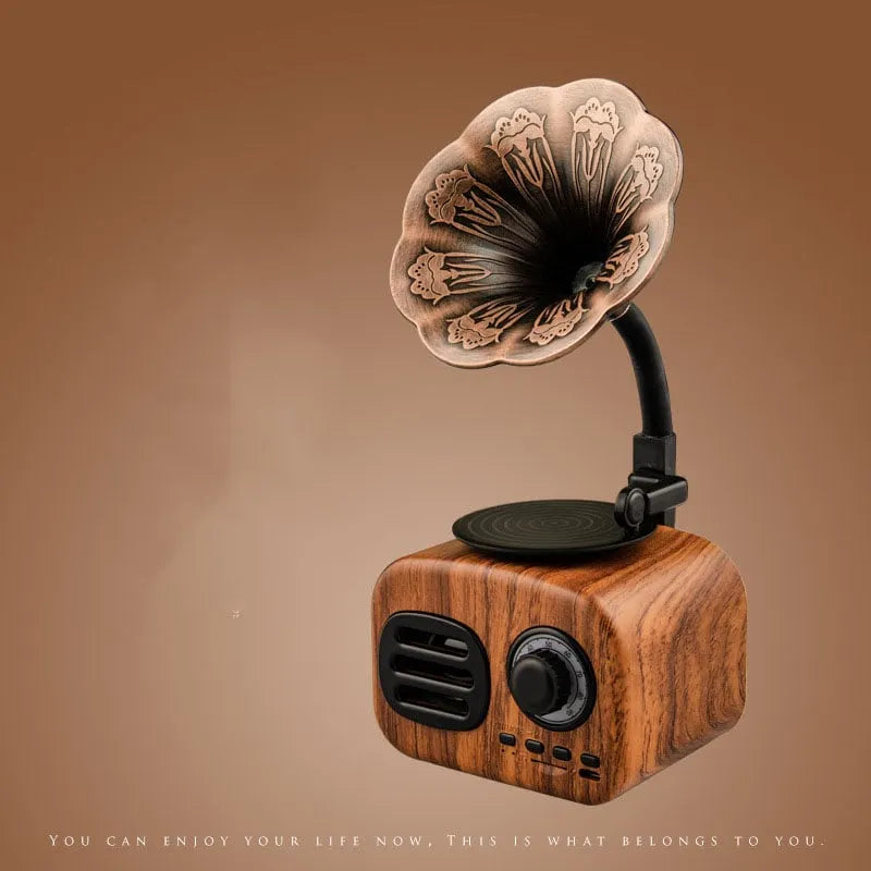 🔥Last 4 hours Sale: Save 50%- ❤️Retro Wooden Phonograph Bluetooth Speaker