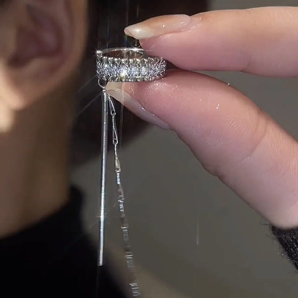 🔥HOT SALE🔥Cube molecular tassel long ear clip