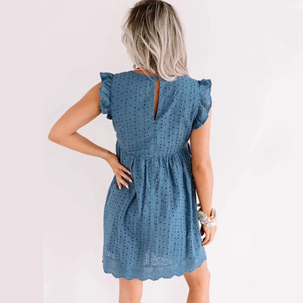 Women's Lace Jacquard Cutout Pocket Liner Shorts V Neck Plus Size Swing Dress