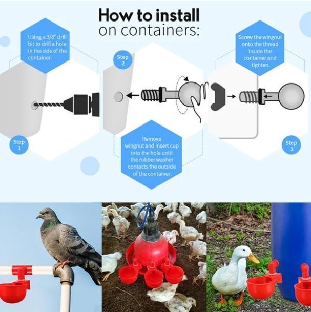 Automatic Chicken Water Cup Waterer Kit-BUY 8 GET 6 FREE