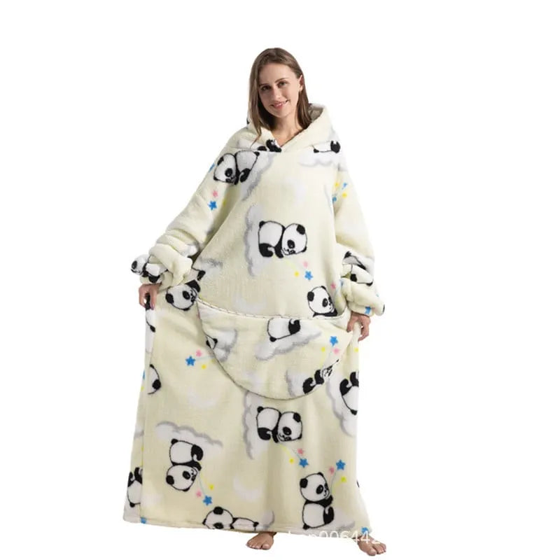 Cute Cartoon Print Hoodie Blanket
