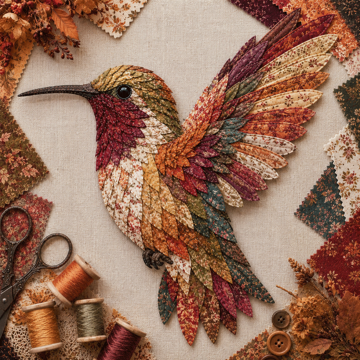 🔥 HOT SALE 🔥🧵 Beginner Friendly ✨ 3D Patchwork Bird DIY Craft Kit – Create a Layered Fabric Bird Worth Displaying