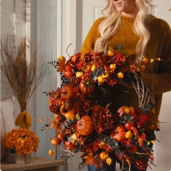 🔥Last Day 49% OFF🍁Handmade Fall Pumpkins Wreath For Front Door