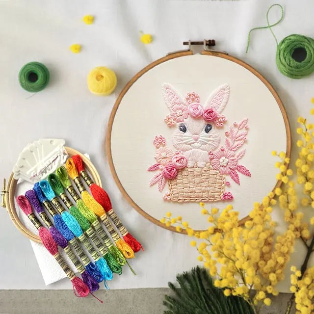 🔥Last 4 hours Sale: Save 50% -Pink Bunny Sweet Easter Embroiderye kit