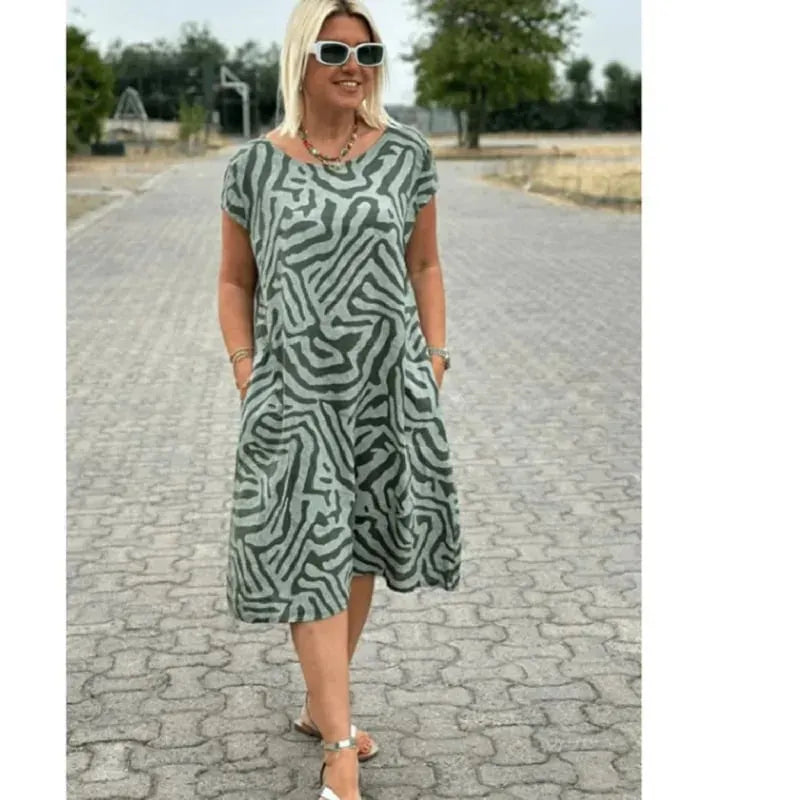 Zebra Flow Dress: Unleash Wild Boho Elegance with Effortless Style
