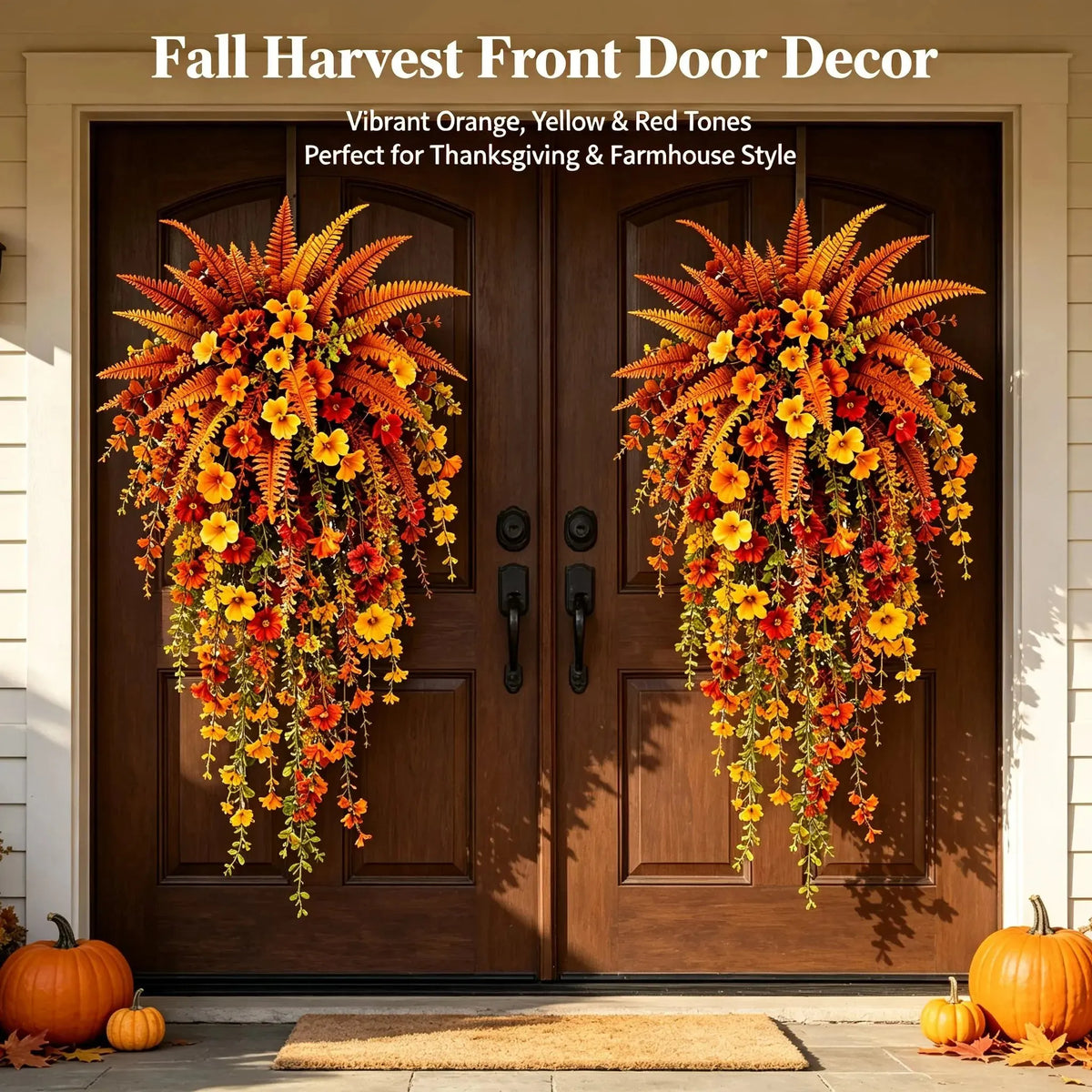 🔥HOT SALE🔥🍂 ARTIFICIAL FALL HARVEST HANGING BASKET - AUTUMN PORCH & DOOR DECORATION