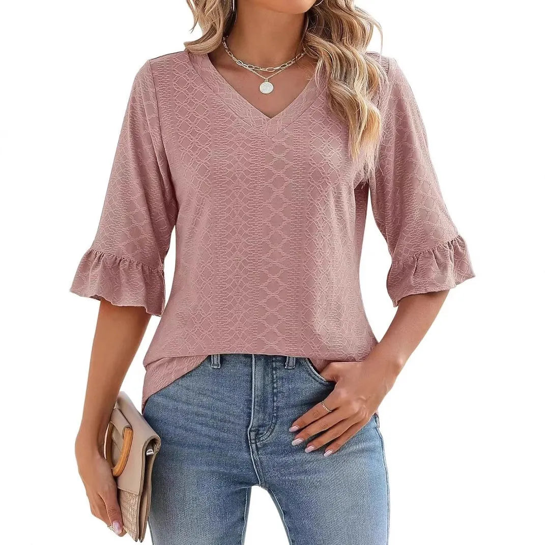 🔥New Products 🔥 Women's Elegant Ruffle Sleeve V-Neck Top